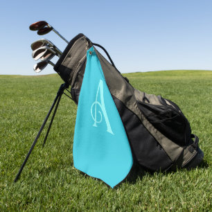 Monogram Modern Minimal Teal Golf Towel