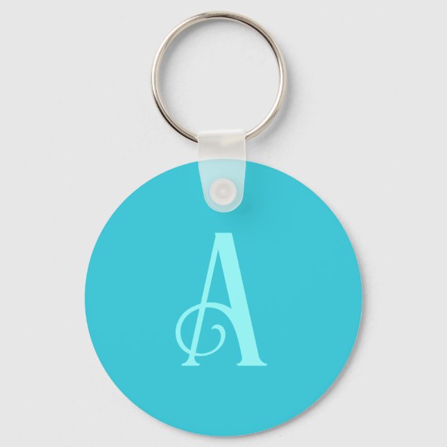 Monogram Modern Minimal Teal Keychain (Front)