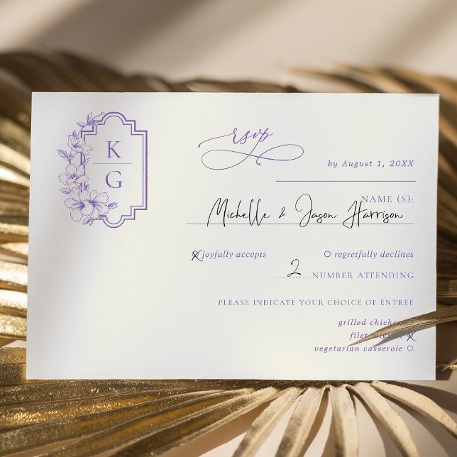 Monogram | Modern Minimal Wedding RSVP Card (Creator Uploaded)