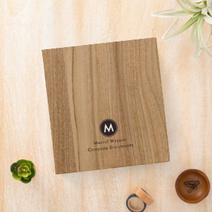 Monogram Modern Minimal Wood Company Documents Binder