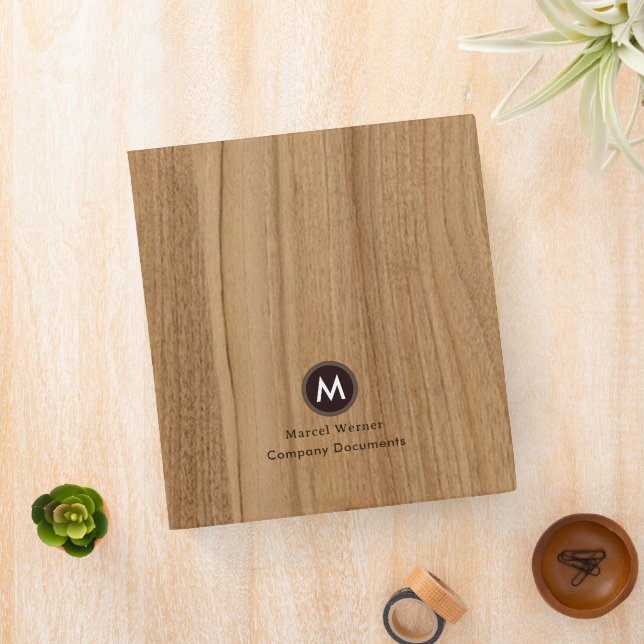 Monogram Modern Minimal Wood Company Documents Binder (In Situ)