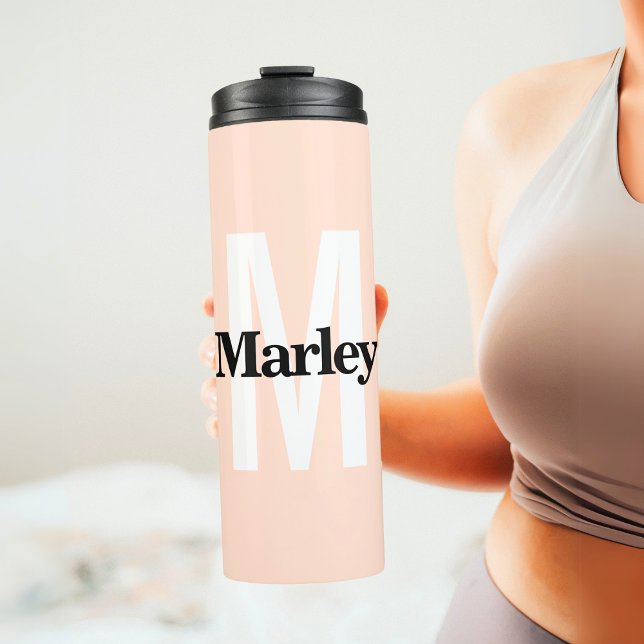 Monogram Modern Minimalist Bold Cute Initial Name Thermal Tumbler (Creator Uploaded)