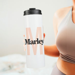 Monogram Modern Minimalist Bold Cute Initial Name Thermal Tumbler