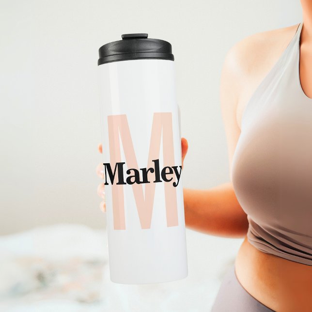 Monogram Modern Minimalist Bold Cute Initial Name Thermal Tumbler (Creator Uploaded)