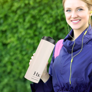 Monogram Modern Minimalist Chic Blush Pink Thermal Tumbler