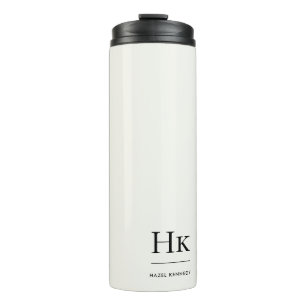 Monogram Modern Minimalist Chic Simple Ivory Thermal Tumbler