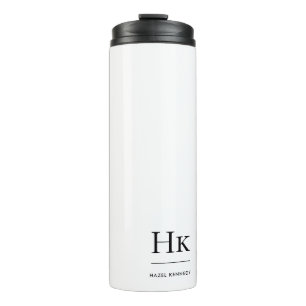 Monogram Modern Minimalist Chic White Monogrammed Thermal Tumbler