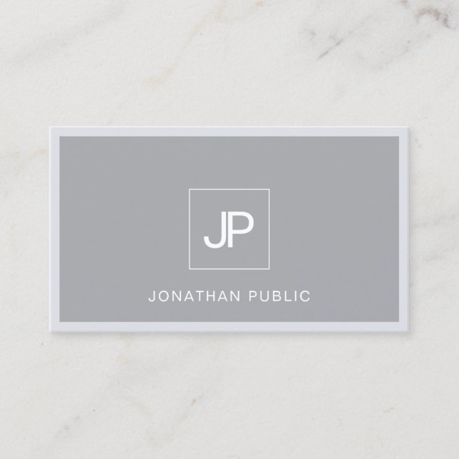 Monogram Modern Minimalist Elegant Grey Simple Business Card (Front)