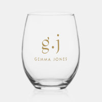 Monogram Modern Minimalist Gold Black