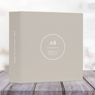 Monogram Modern Minimalist Natural Taupe Binder
