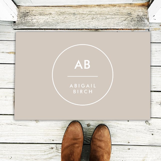 Monogram Modern Minimalist Natural Taupe Doormat (Creator Uploaded)