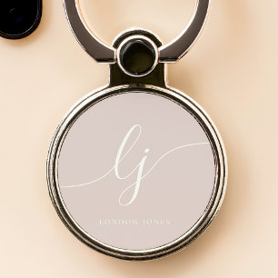 Monogram Modern Minimalist Rose Pink Girly Script Phone Ring Stand