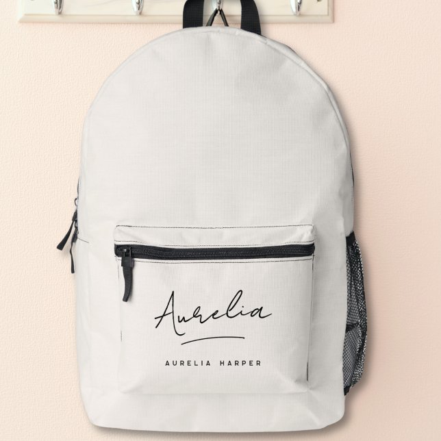 Monogram Modern Minimalist Script Custom labelled Printed Backpack (Creator Uploaded)