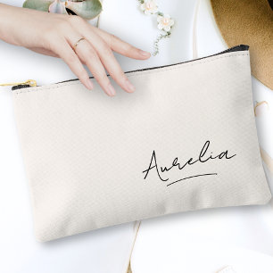 Monogram Modern Minimalist Signature Script Name Accessory Pouch