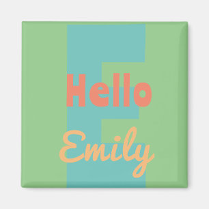 monogram modern mint coral pink peach magnet