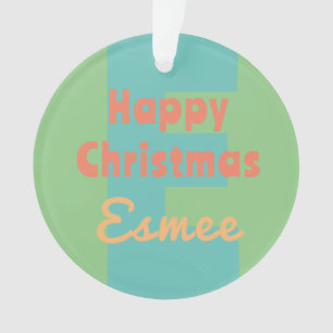 monogram modern mint coral pink peach ornament