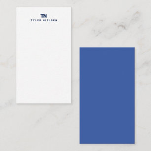 Monogram Modern Navy Blue Typography Card