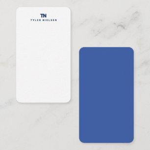 Monogram Modern Navy Blue Typography Card