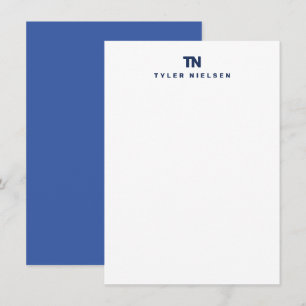 Monogram Modern Navy Blue Typography Card