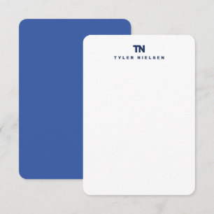 Monogram Modern Navy Blue Typography Card