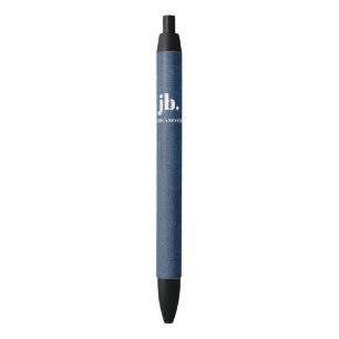 Monogram Modern Navy Denim Jeans Print Black Ink Pen