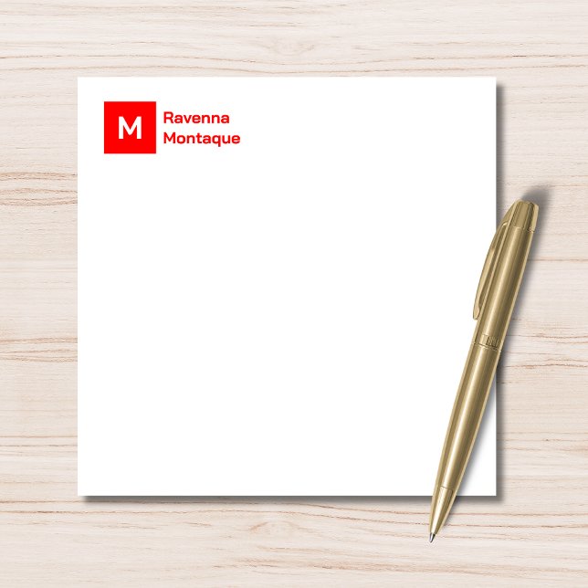 Monogram Modern Neon Red Personalized Script  Card (Creator Uploaded)