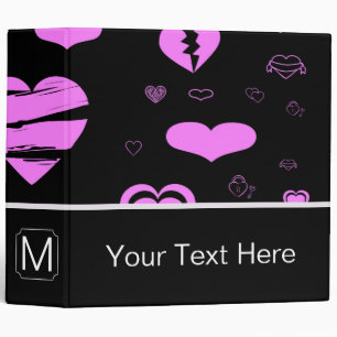Monogram Modern Orchid Heart Pattern Binder