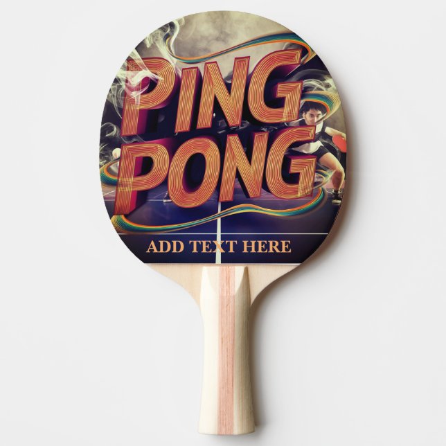 monogram modern personalized colourful with text   ping pong paddle (Front)