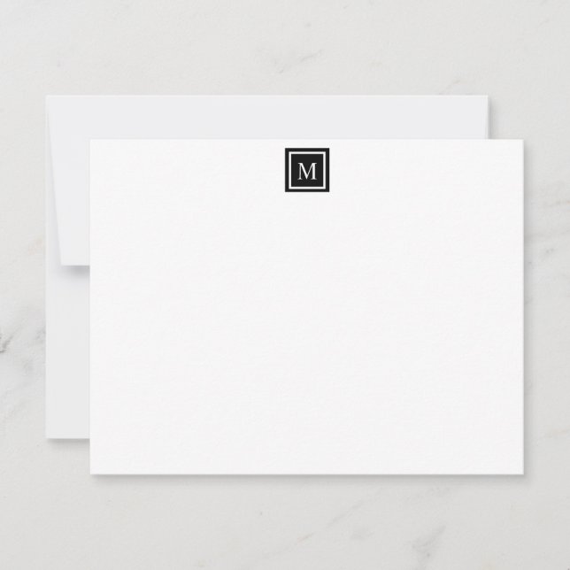 Monogram Modern Personalized Stationery Card (Front)