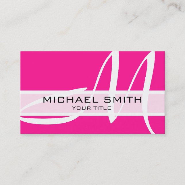 Monogram Modern Pink Background Business Card (Front)