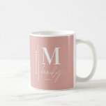 Monogram modern pink personalized photo family coffee mug<br><div class="desc">Monogram modern family blush pink and white monochrome stylish elegant photo matching family gift. Ideal for family reunions, vacations, birthday and Christmas parties.</div>