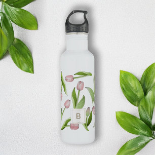 Monogram Modern Pink Tulip 710 Ml Water Bottle