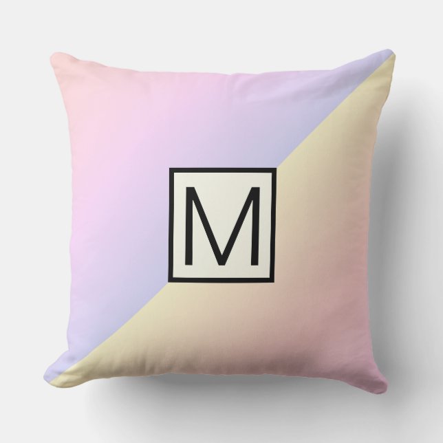 Monogram Modern Rainbow Background #2 Throw Pillow (Front)