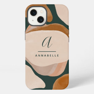 Monogram modern rust green abstract stylish chic iPhone 13 case
