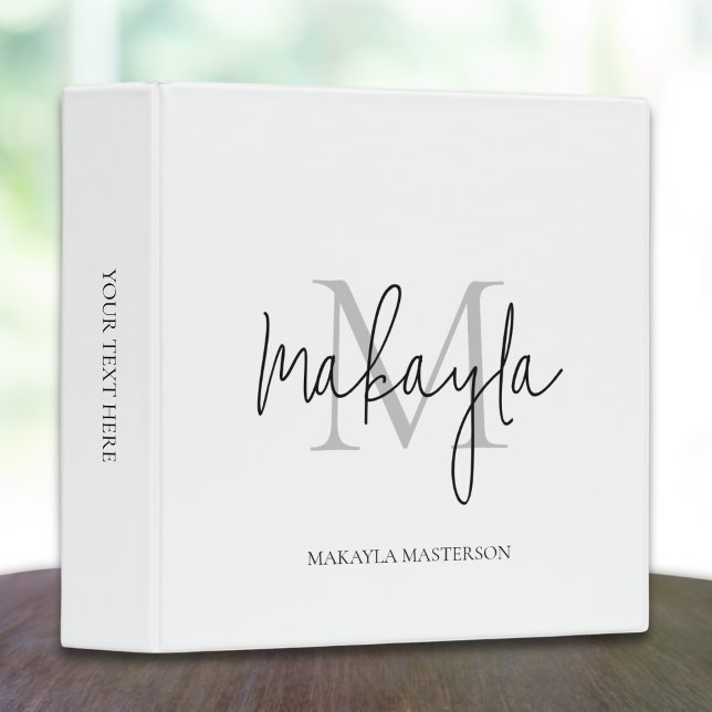 Monogram Modern Script Office School Binder (Creator Uploaded)