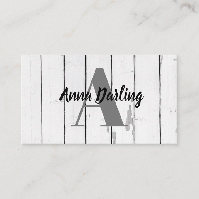 Monogram Modern Shiplap Print Business Card (Front)