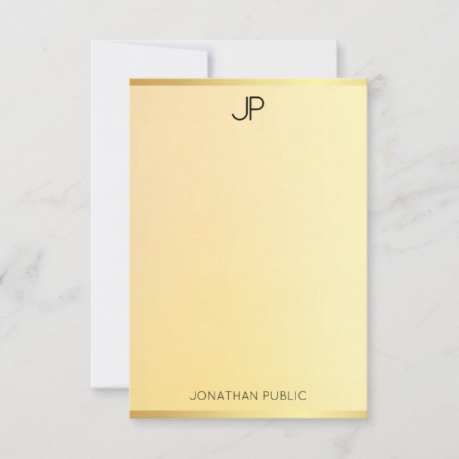 Monogram Modern Simple Gold Look Elegant Template (Front)