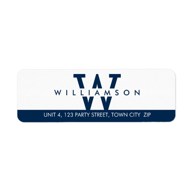 MONOGRAM modern simple initial name dark navy blue (Front)