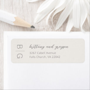 Monogram Modern Simple Mariage Adresse de retour