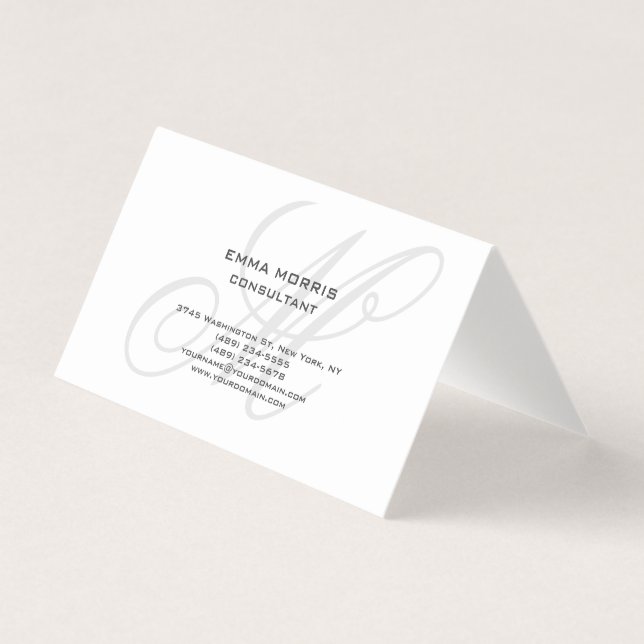 Monogram Modern Simple Minimalist Plain Business Card (Front)