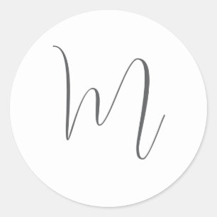 Monogram Modern Simple Minimalist Plain Classic Round Sticker
