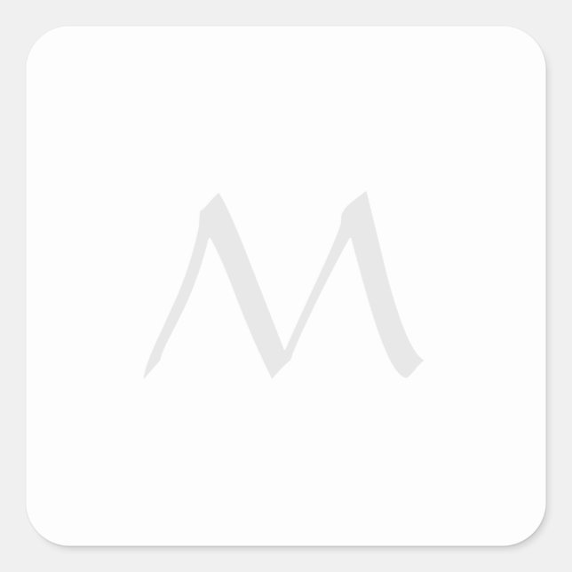 Monogram Modern Simple Minimalist Plain Square Sticker (Front)
