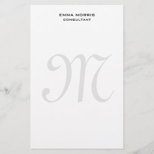 Monogram Modern Simple Minimalist Plain Stationery