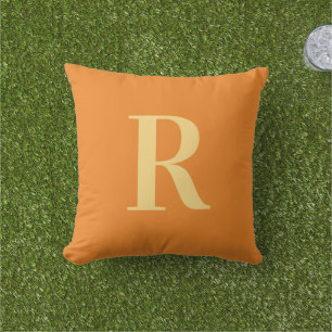 Monogram Modern Simple Orange Outdoor Pillow