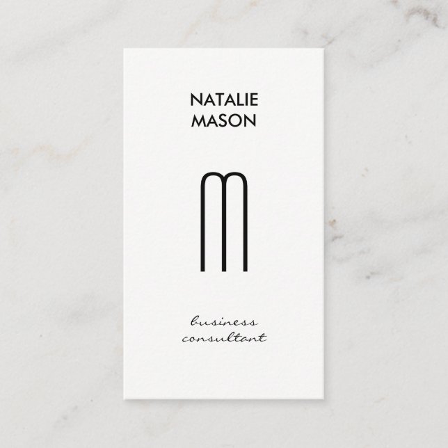 Monogram Modern Sleek and Slim Business Card (Front)