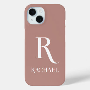 Monogram Modern Stylish Beige iPhone 15 Case