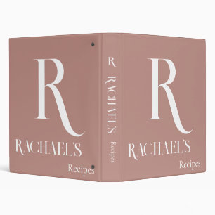 Monogram Modern Stylish Beige Recipe Binder