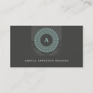 MONOGRAM modern stylish rotor grey mint Business Card