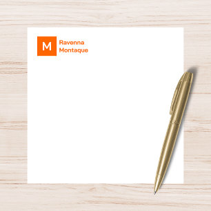 Monogram Modern Sunset Orange Personalized Script  Card