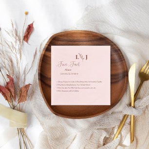 Monogram modern terracottascript fun facts wedding napkin